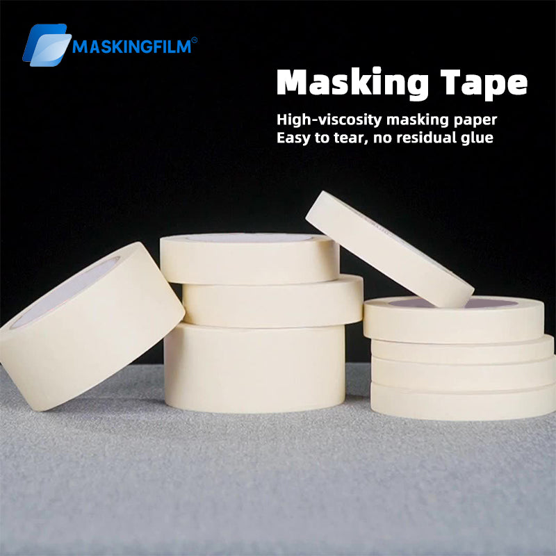 White Medium-High Tack Washi Masking Tape - Bulk Crepe Paper for Decoration, Painting, Grout Sealing & Color Separation, No-Residue Single Sided Adhesive