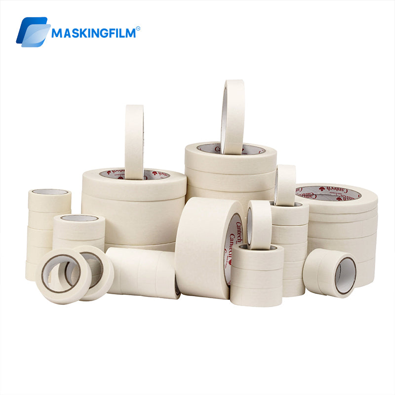 White Medium-High Tack Washi Masking Tape - Bulk Crepe Paper for Decoration, Painting, Grout Sealing & Color Separation, No-Residue Single Sided Adhesive