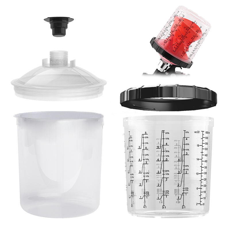 Wholesale 800ml Plastic PP Car Body Refinish Accessories Disposable Paint Mixing Cups with Lid and Outer Cup for Chemical Use