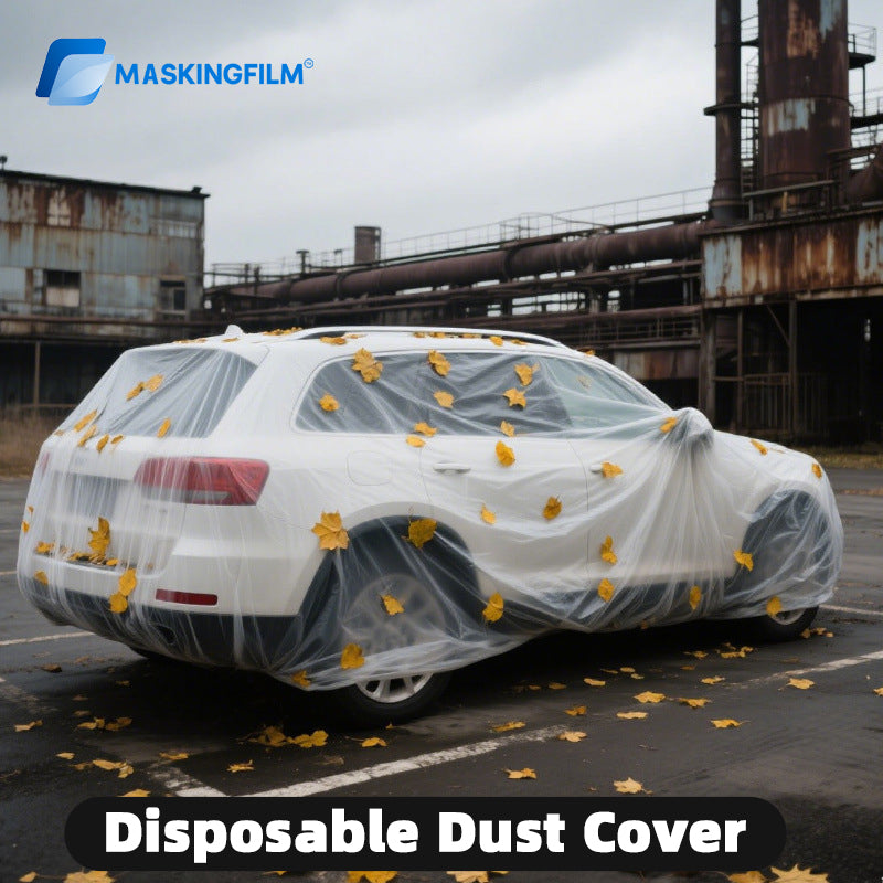Disposable Car Cover - Universal Sun Rain & Dust Protection, Transparent Thin Full-Cover Auto Body Shield for SUV and Sedan ﻿ ﻿