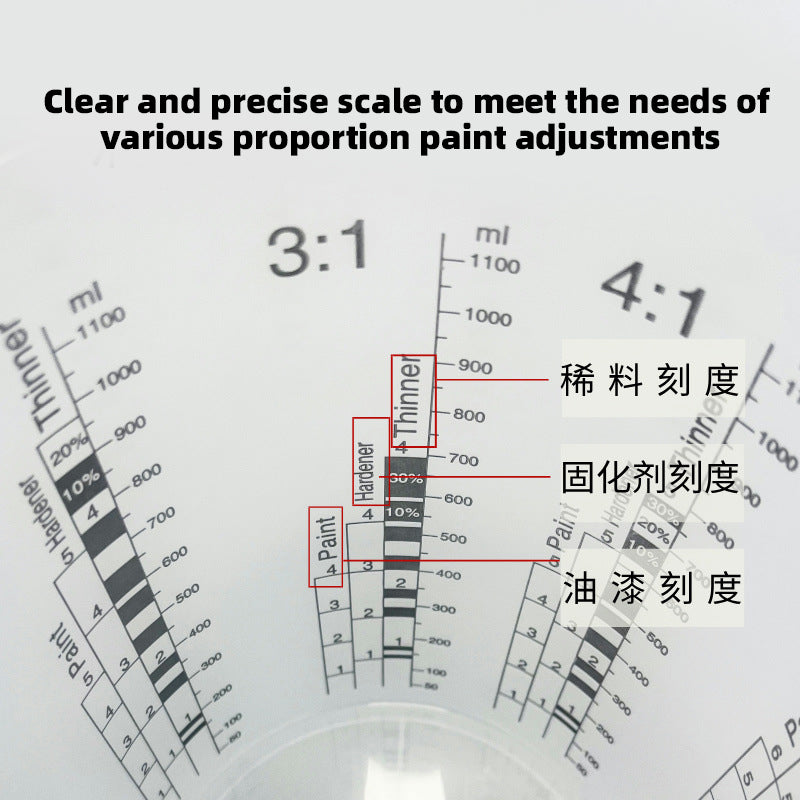 Disposable wash free paint mixing cup with scale, sealed color mixing cup with lid, paint container, large capacity measuring cup