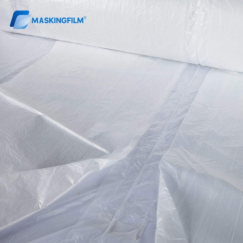 Car Paint Masking Film 3.8m x 100m | Heavy-Duty PE Plastic Sheeting for Auto Spray Painting | Dust-Proof Protection Bulk Rolls
