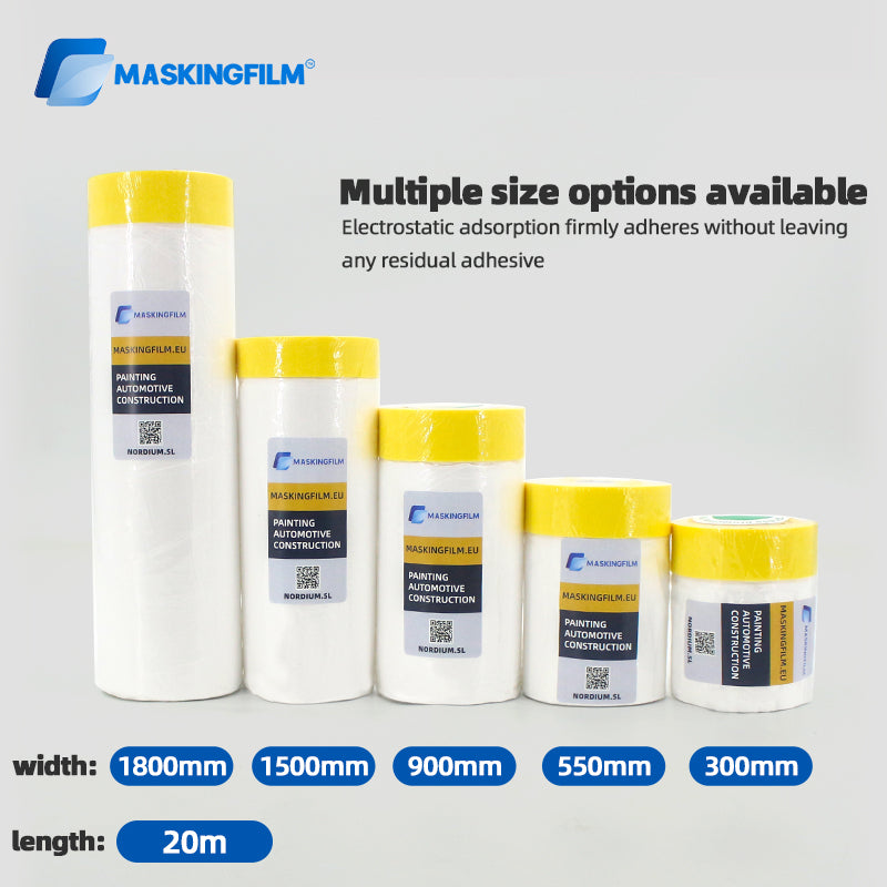 Car Masking Film with Tape – High Density Paint Protection for Automotive, Furniture & Dust Covering (20–400cm)