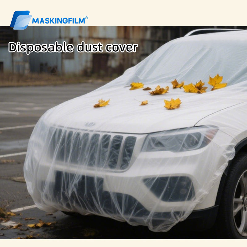 Disposable Car Cover - Universal Sun Rain & Dust Protection, Transparent Thin Full-Cover Auto Body Shield for SUV and Sedan ﻿ ﻿