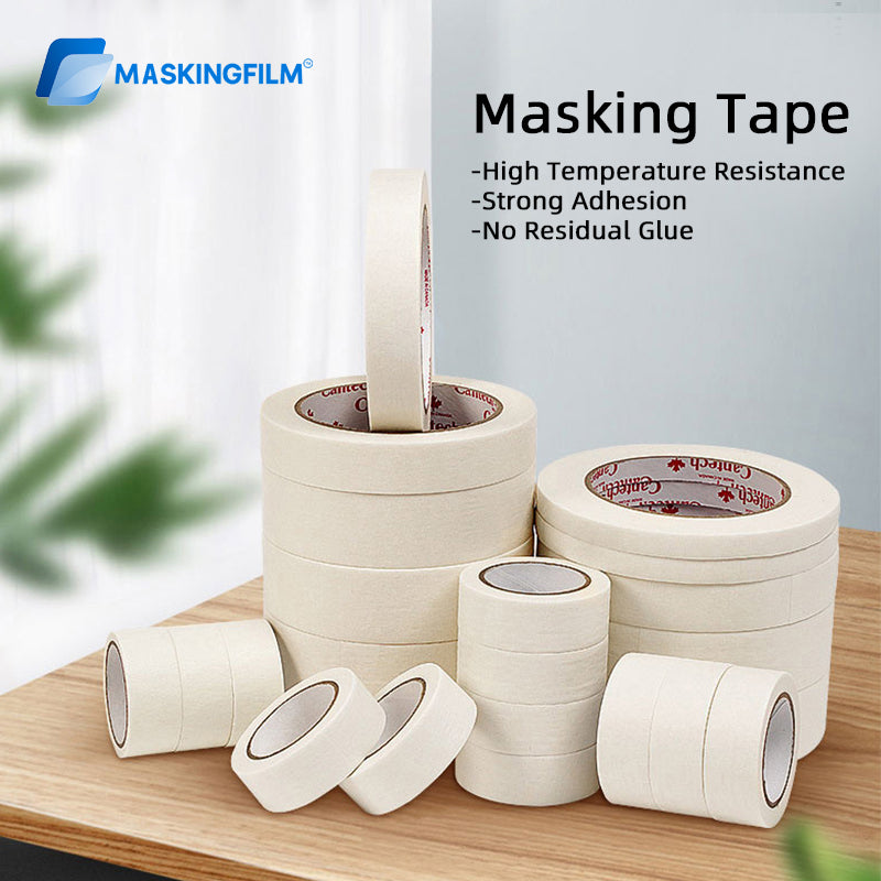 White Medium-High Tack Washi Masking Tape - Bulk Crepe Paper for Decoration, Painting, Grout Sealing & Color Separation, No-Residue Single Sided Adhesive