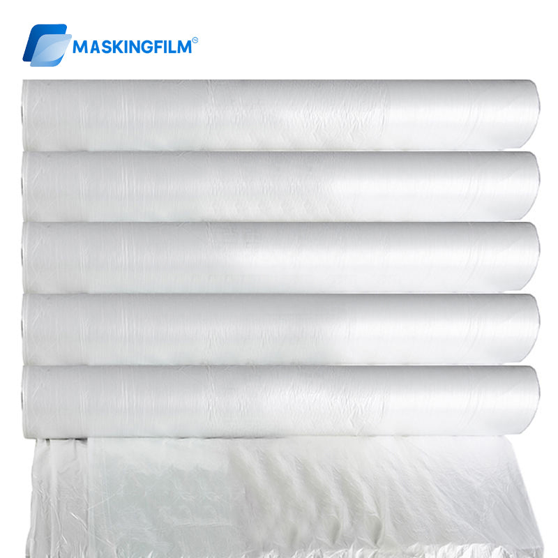 Car Paint Masking Film 3.8m x 100m | Heavy-Duty PE Plastic Sheeting for Auto Spray Painting | Dust-Proof Protection Bulk Rolls