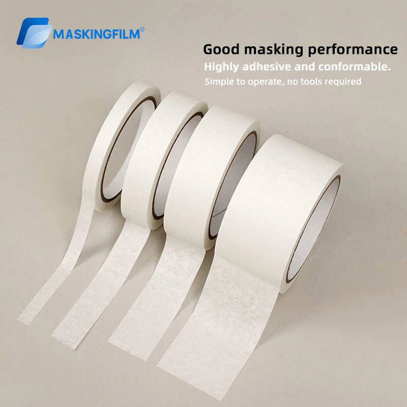 White Medium-High Tack Washi Masking Tape - Bulk Crepe Paper for Decoration, Painting, Grout Sealing & Color Separation, No-Residue Single Sided Adhesive
