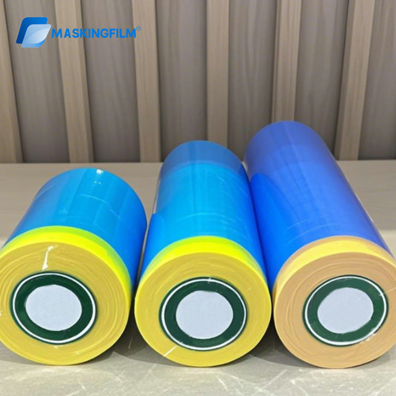 Automotive Spray Painting Masking Film - High-Quality Blue Protective Coating, Tear-Resistant with Masking Tape for Flawless Paint Protection & Precision Covering in Auto Body Repair ﻿ ﻿