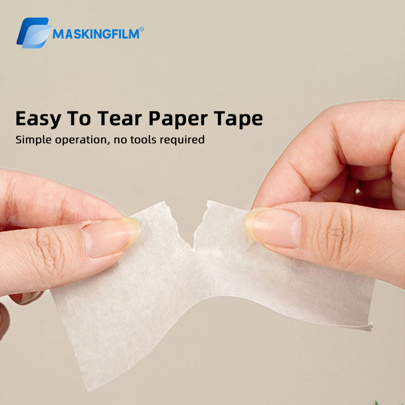 White Medium-High Tack Washi Masking Tape - Bulk Crepe Paper for Decoration, Painting, Grout Sealing & Color Separation, No-Residue Single Sided Adhesive