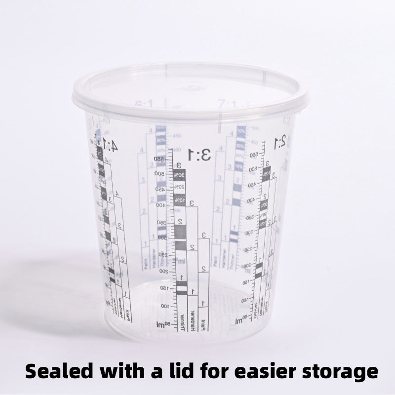 Disposable wash free paint mixing cup with scale, sealed color mixing cup with lid, paint container, large capacity measuring cup