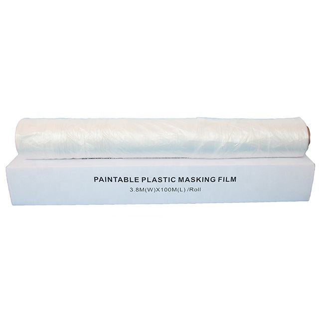Car Paint Masking Film 3.8m x 100m | Heavy-Duty PE Plastic Sheeting for Auto Spray Painting | Dust-Proof Protection Bulk Rolls