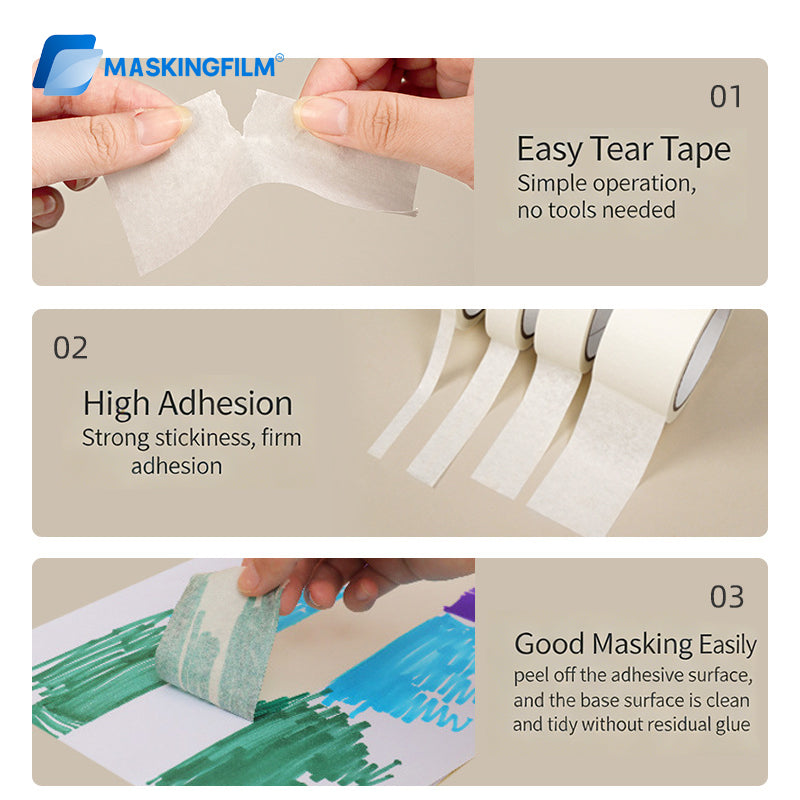 Medium-High Tack Washi Masking Tape - Easy Tear & No-Residue for Perler Bead Art, Home Decoration, Painting and Clean Surface Protection