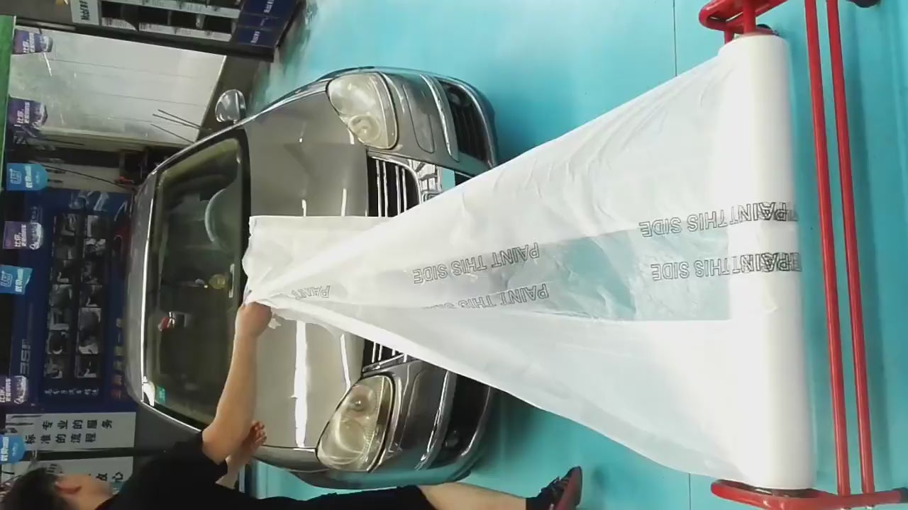 Car Paint Masking Film 3.8m x 100m | Heavy-Duty PE Plastic Sheeting for Auto Spray Painting | Dust-Proof Protection Bulk Rolls
