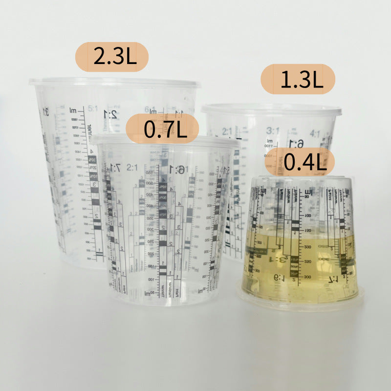 Disposable wash free paint mixing cup with scale, sealed color mixing cup with lid, paint container, large capacity measuring cup